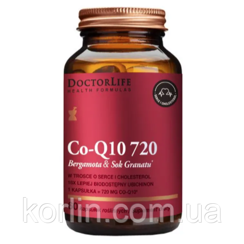 Коензим Q10 (Убіхінон 720 мг) Сік Бергамоту і Граната 60 кап Doctor ...