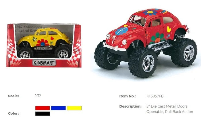 Дитяча колекційна машинка Kinsmart Volkswagen Classical Beetle Off Road KT5057fbw металева інерційна відчиняються двері іграшка