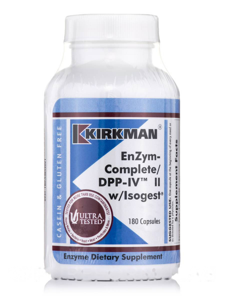 Энзим-Полный/DPP-IV с IsogestEn, Zym-Complete/DPP-IV II with Isogest, Kirkman labs, 180 Капсул