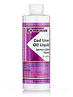 Треска печени жидкий лимонный аромат лимона, Cod Liver Oil Liquid Lemon Lime Flavor, Kirkman labs, 8 ф. унцию