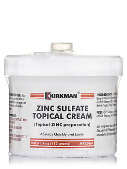 Сульфат цинку для місцевого застосування, Zinc Sulfate Topical Cream, Kirkman labs, 4 унції (113 грамів)