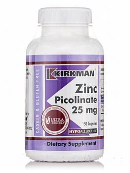 Цинк Піколінат 25 мг — Гіпоалергенний, Zinc Picolinate 25 mg — Hypoallergenic, Kirkman labs, 150 капсул