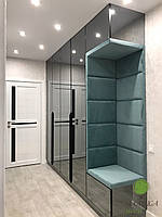 Шафа розпашна у вітальню з дзеркальним фасадом та корпусом