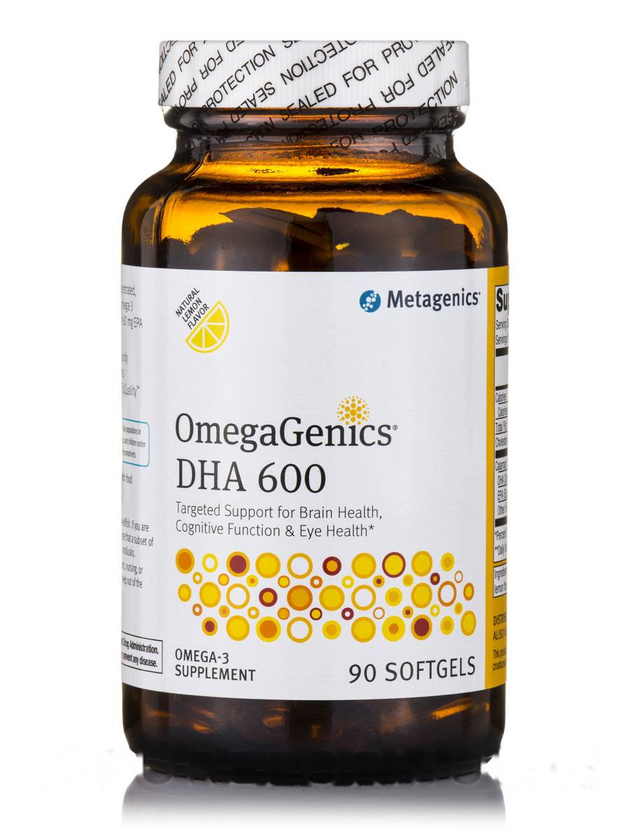 ОмегаГенекс DHA 600, Натуральний лимонний смак, OmegaGenics DHA 600 Natural Lemon Flavor, Metagenics, 90 BX276, фото 1