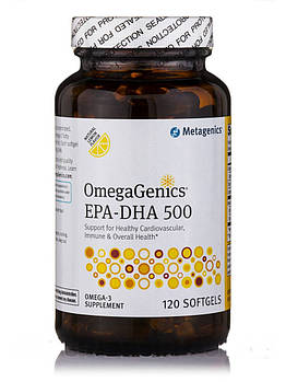 ОмегаГенекс EPA-DHA 500 Натуральний лимонний смак, OmegaGenics EPA-DHA, Metagenics, 240 М'яких Гелей BX316