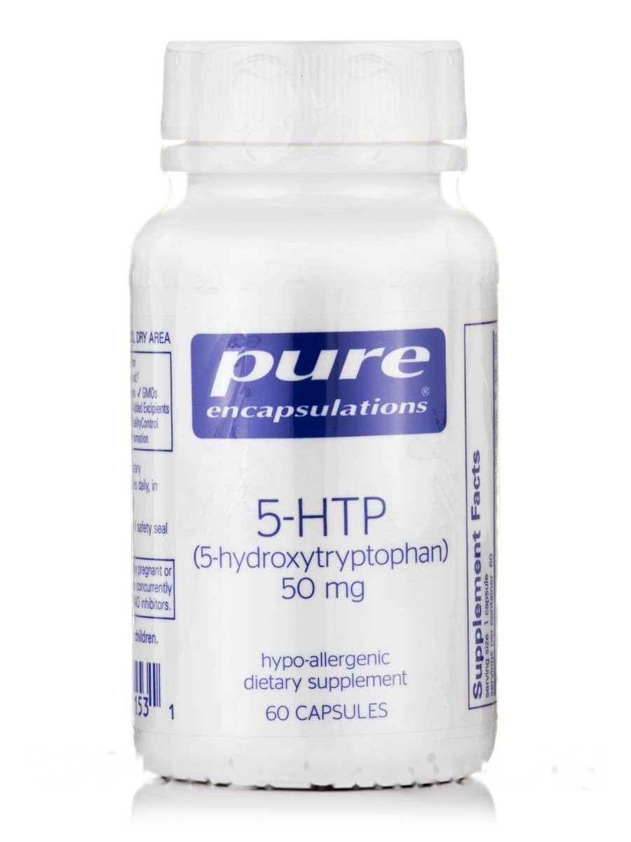 5-HTP (5-Гідрокситриптофан) 5-HTP (5-Hydroxytryptophan), Pure Encapsulations, 50 мг 60 капсул BX984