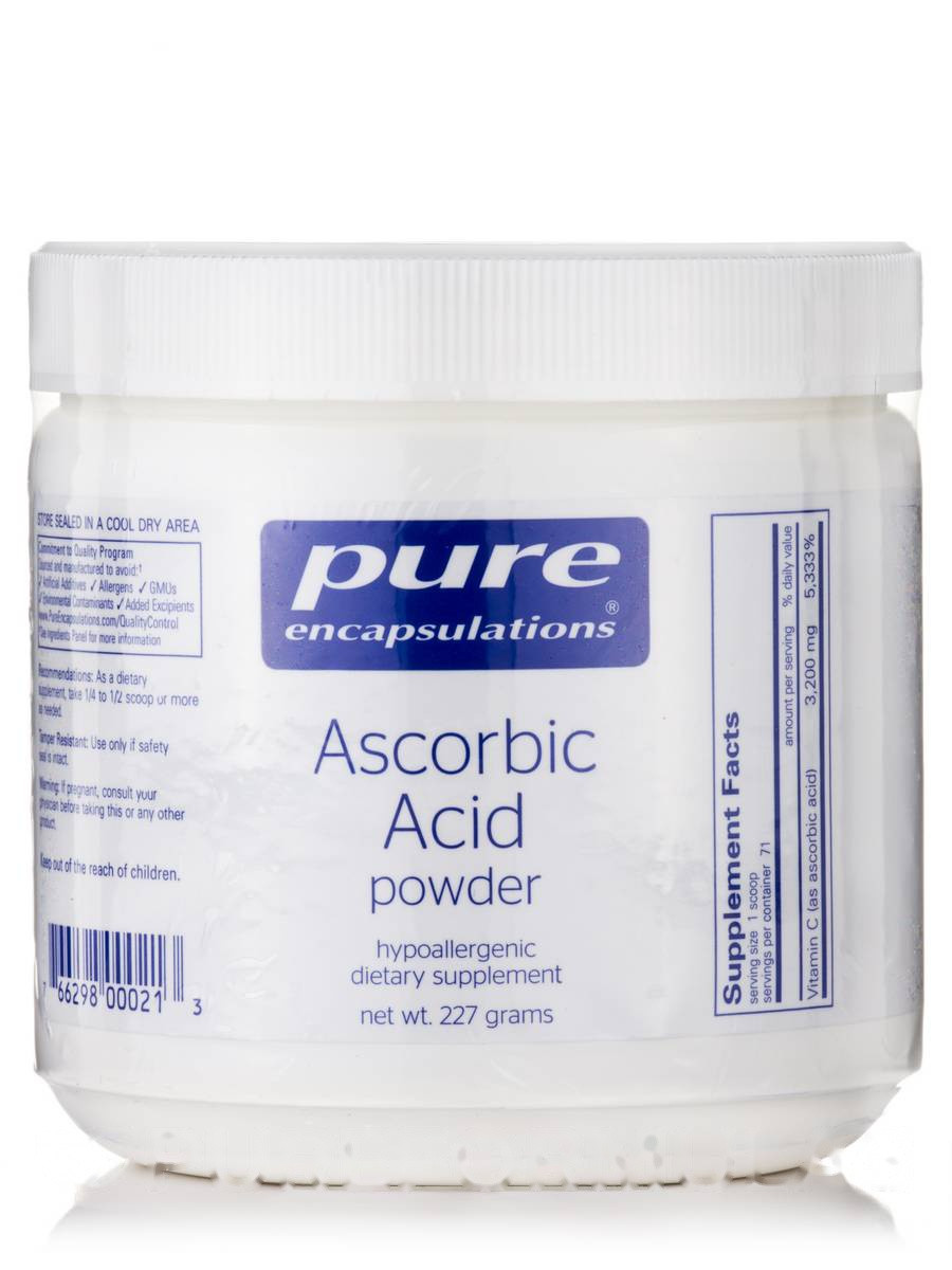Порошок аскорбінової кислоти, Ascorbic Acid Powder, Pure Encapsulations, 227 грамів BX003, фото 1