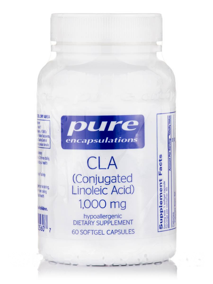 CLA (кон'югована лінолева кислота) 1000 мг, CLA (Conjugated Linolic Acid), Pure Encapsulations, 60 BX009, фото 1