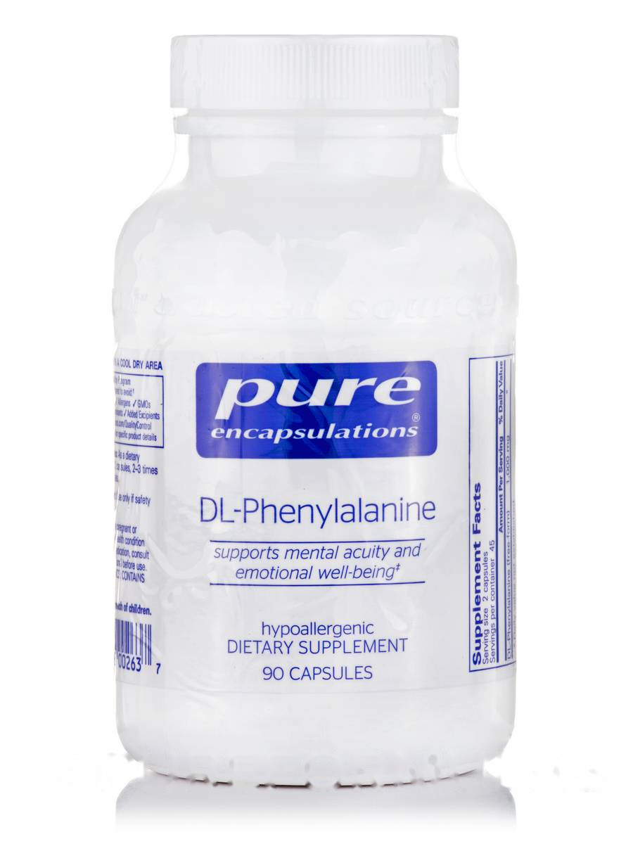 DL-фенілаланін, DL-Phenylalanine, Pure Encapsulations, 90 капсул BX027