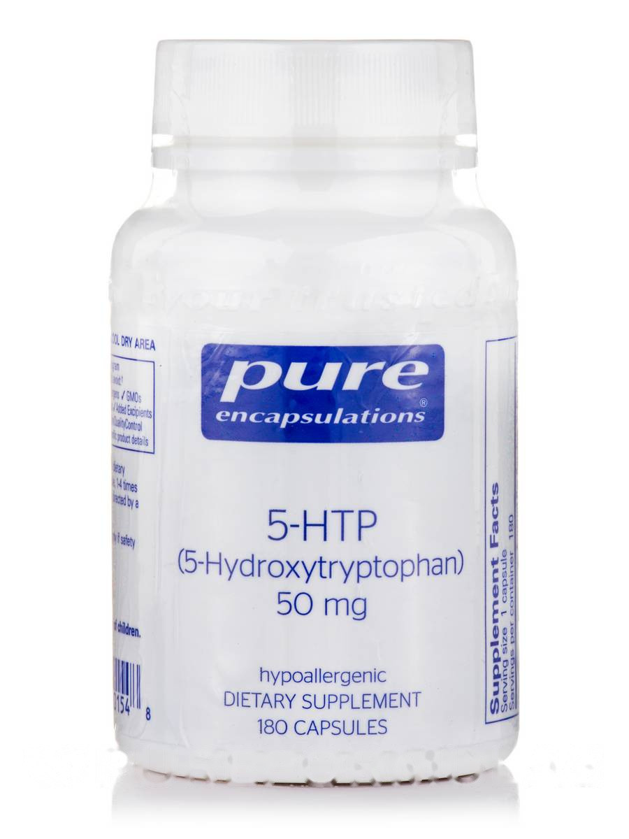 5-HTP (5-Гідрокситриптофан) 50 мг, 5-HTP (5-Hydroxytryptophan), Pure Encapsulations, 180 капсул BX031, фото 1