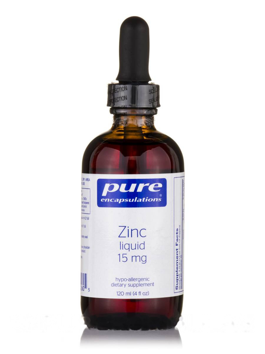Рідина цинку 15 мг, Zinc Liquid, Pure Encapsulations, 4 мл. ун (120 мл) BX059, фото 1