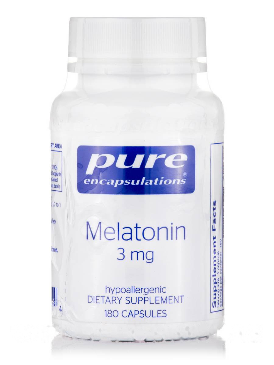 Мелатонін 3 мг, Melatonin, Pure Encapsulations, 180 капсул