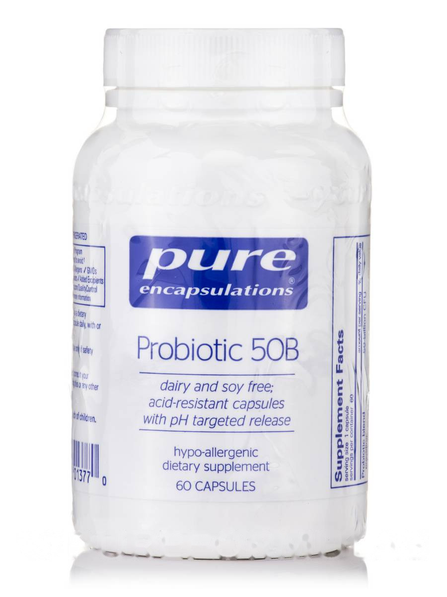 Пробіотик 50B (без сої та молочних продуктів), Probiotic 50B (soy and dairy free), Pure Encapsulations, 60