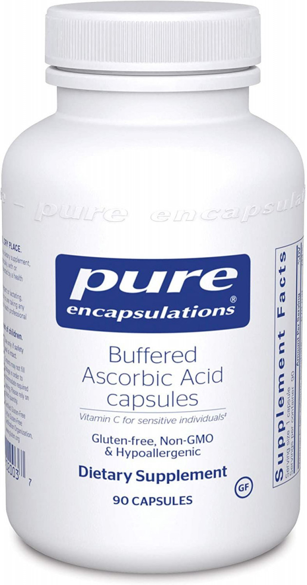 Буферизована аскорбінова кислота, вітамін С, Buffered Ascorbic Acid, Pure Encapsulations, 90 капсул BX717