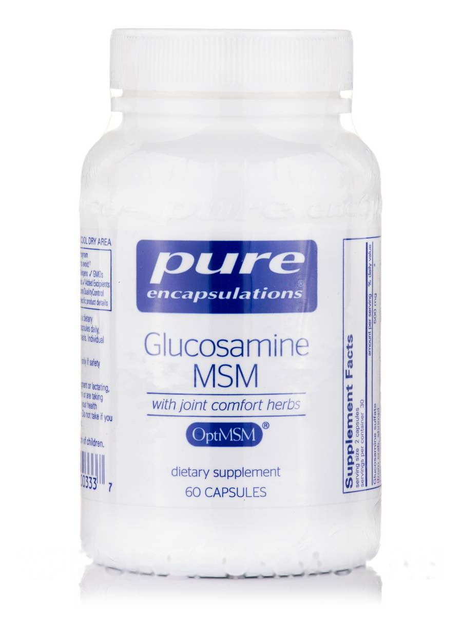 Глюкозамін МСМ, Glucosamine MSM, Pure Encapsulations, 60 капсул BX789