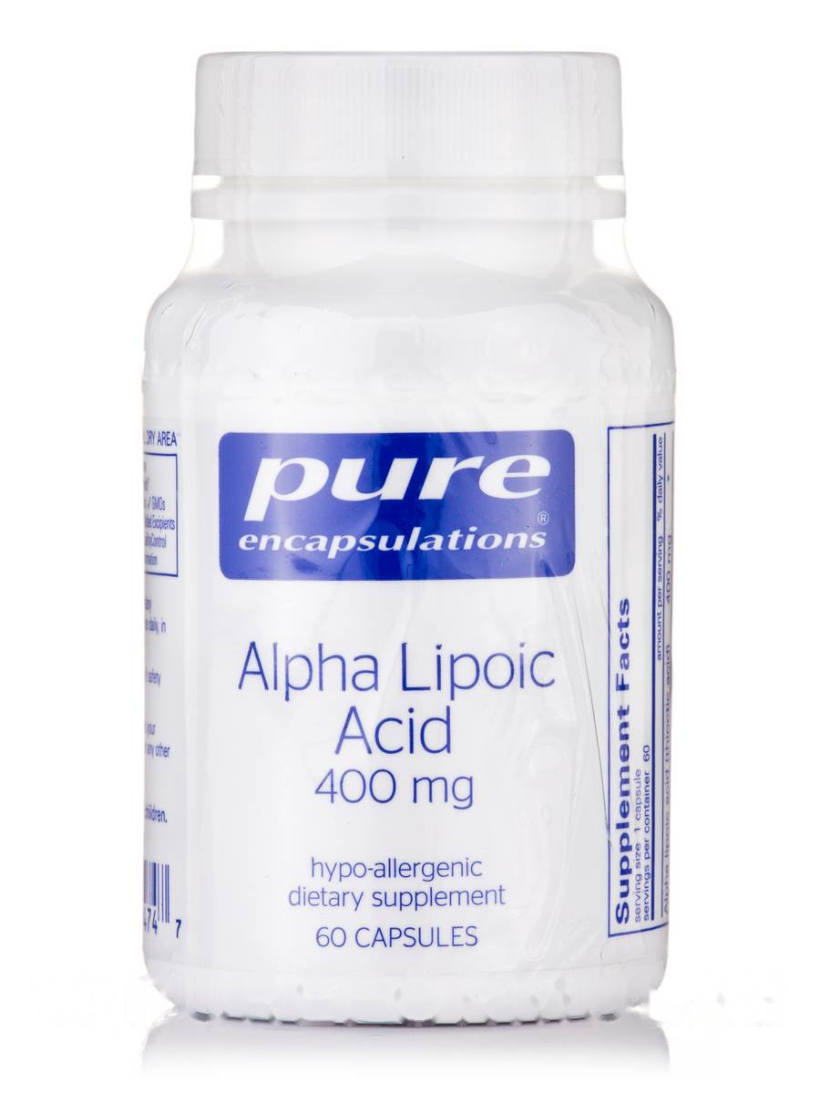 Альфа-ліпоєва кислота 400 мг, Alpha Lipoic Acid, Pure Encapsulations, 60 капсул BX792, фото 1