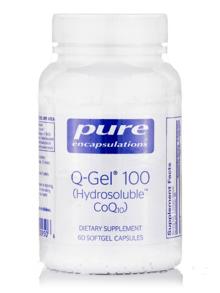 Q-Гель (Гідроруваний Коензим) Q-Gel (Hydrosoluble CoQ10), Pure Encapsulations, 100 мг 60 капсул BX794, фото 1