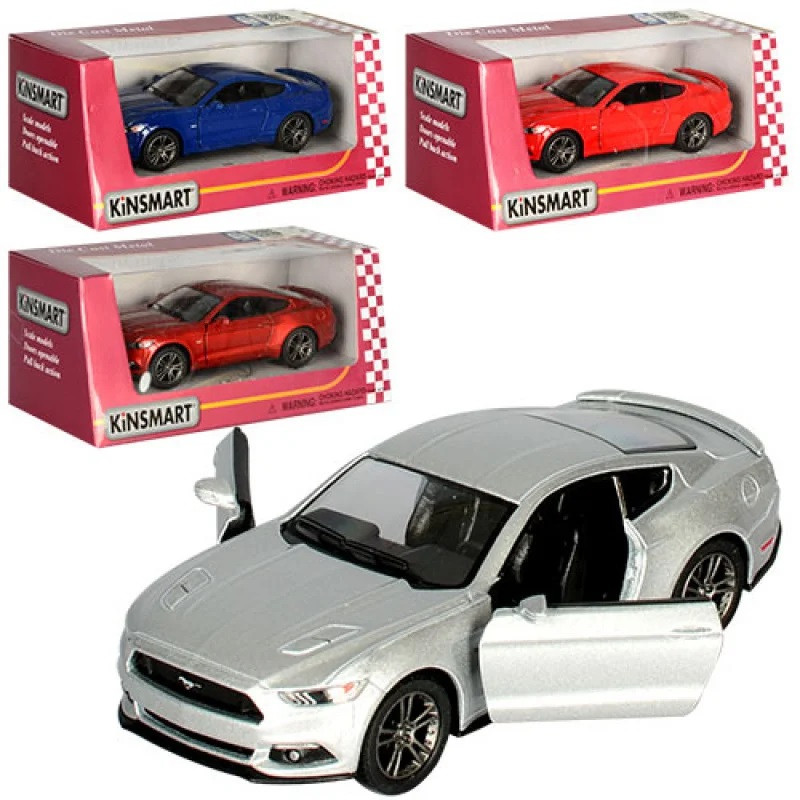 Дитяча колекційна машинка Kinsmart Ford Mustang GT KT5386w металева інерційна відчиняються двері іграшка