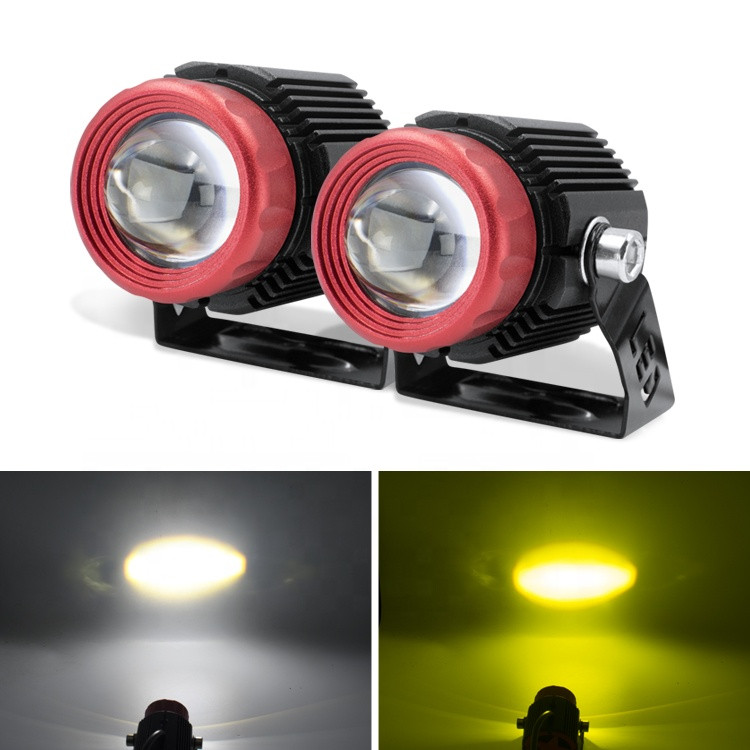 Фара LED прожектор. 24W = 12W x 2. Далекий - білий. Близький - жовтий. Комплект 2 шт. + кріплення, фото 1