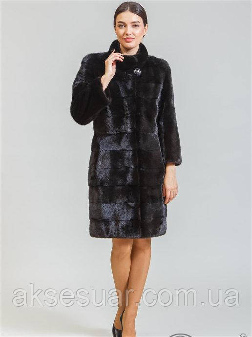 Шуба натуральна норкова трансформер, колір чорний, довжина 100см, фото 1