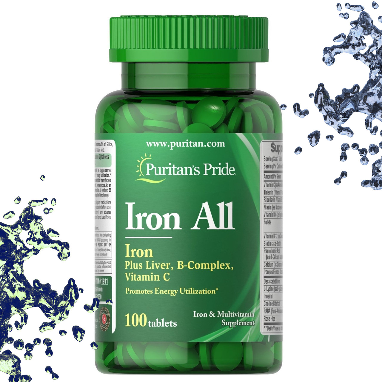 Залізо Puritan's Pride Iron All 100 таблеток, фото 1