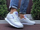 Чоловічі кросівки Reebok Classic шкіряні стильні модні білі, фото 3
