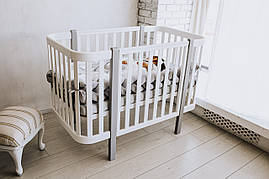 Дитяче ліжечко Angelo "Magic" Біле+Сірий