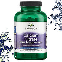 Swanson Calcium Citrate Plus Magnesium 2:1 (Цитрат кальцію з Магнієм) 150 капсул
