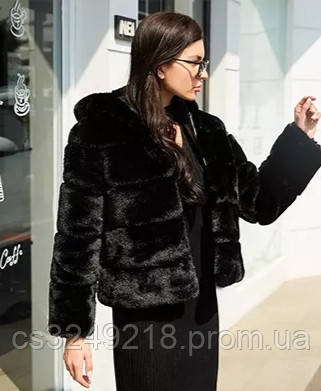 Штучний норковий кожушок з капюшоном. Розміри 46, 48, 50, 52