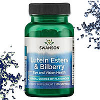 Вітаміни для очей Swanson Lutein Esters & Bilberry (Лютеїн і Чорниця) 120 гелевих капсул