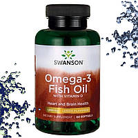 Риб'ячий жир + Вітамін Д Swanson Omega-3 Fish Oil with Vitamin D 1000 мг 60 гелевих капсул