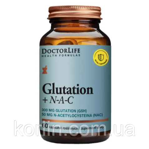 Глутатіон 300 мг + НАК 50 мг Для імунітету 60 кап Doctor Life Glutation + NAC США Доставка з ЄС