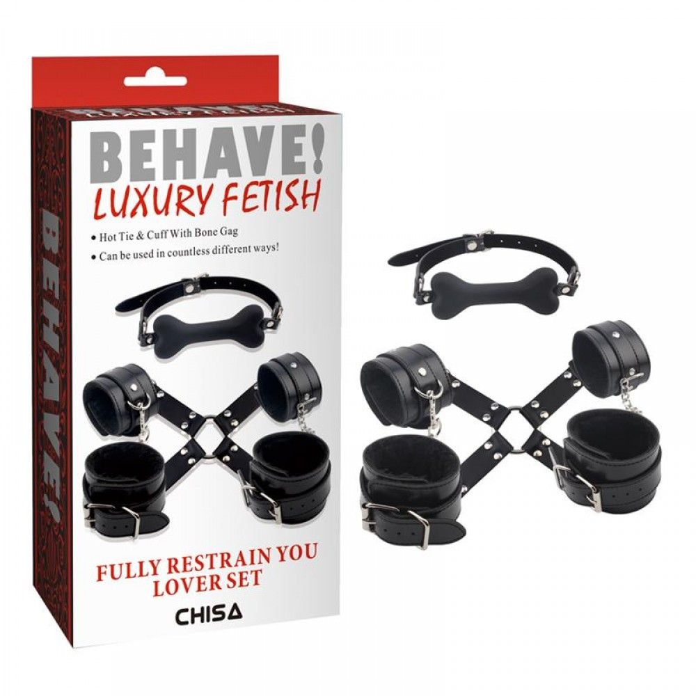 БДСМ набір наручники 2шт/кляп/хрестовина Behave Luxury Fetish Fully Restrain You Lover Se