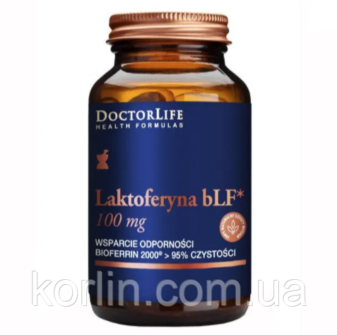 Лактоферрин Чистий Для імуніта Від Вірусів 60 кап Doctor Life Laktoferyna bLF 100 mg США Доставка з ЄС