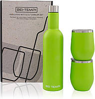 Набор для вина с вакуумной изоляцией бутылка и два бокала Insulated Bottle and Tumbler Set - Double Walled