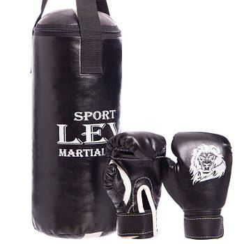 Боксерський набір дитячий (рукавички+мішок) LEV LV-4686 Black