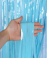 Шторка для фотозони з дощику (фольгована) | Блакитний макарун 1х2м