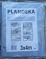 Тент брезент тарпаулін універсальний PLANDEKA MOCNA 3*4 метра сірий , щільність 110г/м2, армований