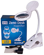 Лупа настільна Levenhuk Zeno Desk D15 Збільшення: 2,5/6х. Діаметр: 90/21 мм. Світлодіодна підсвітка