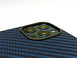 Карбоновий чохол для Apple iPhone 12 / 12 Pro / 12 Pro Max Blue case Karbon, фото 6