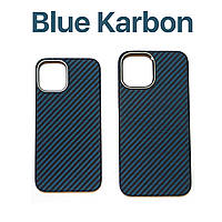 Карбоновий чохол для Apple iPhone 12 / 12 Pro / 12 Pro Max Blue case Karbon