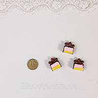 1:12 Миниатюра Кусочек Торта Суфле Шоколад 1.5 см