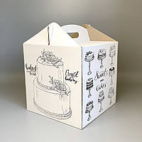 Коробка для торта белая с Рисунком гофрокартон 300*300*300