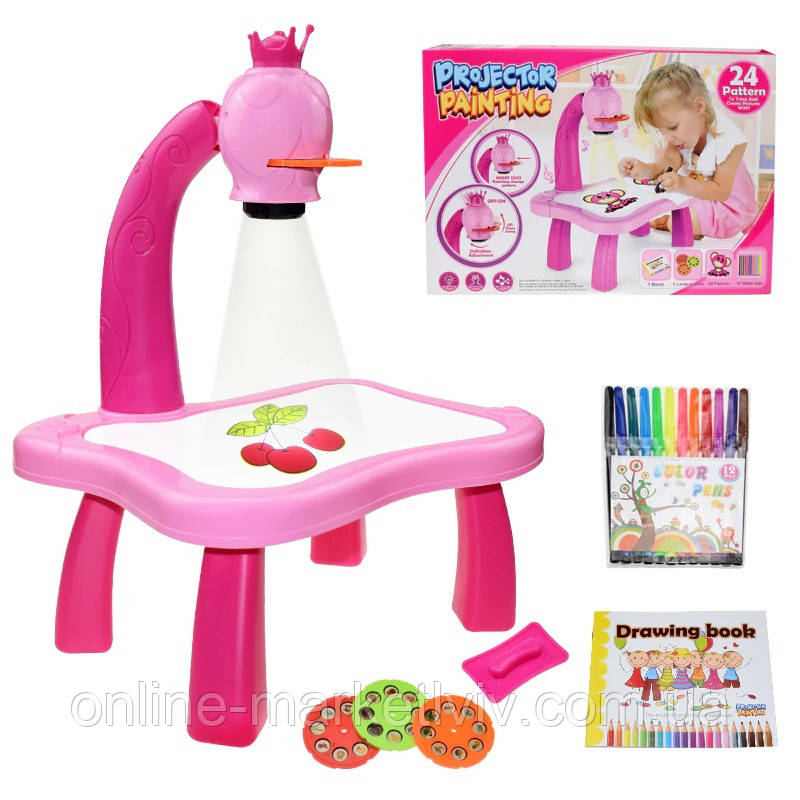 Дитячий стіл проектор для малювання зі світлодіодним підсвічуванням / Мольберт-проектор, фото 1