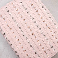 Японский Фактурный Хлопок для Пэчворка и Кукол "Цветочки широкие полосы светло-розовый", 35*25 см