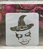 Трафарет на Хелловін Лице клоуна 13 на 13 см сірий