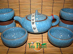 Чайний сервіз (синська глина, селадон) 1 чайник і 6 піал