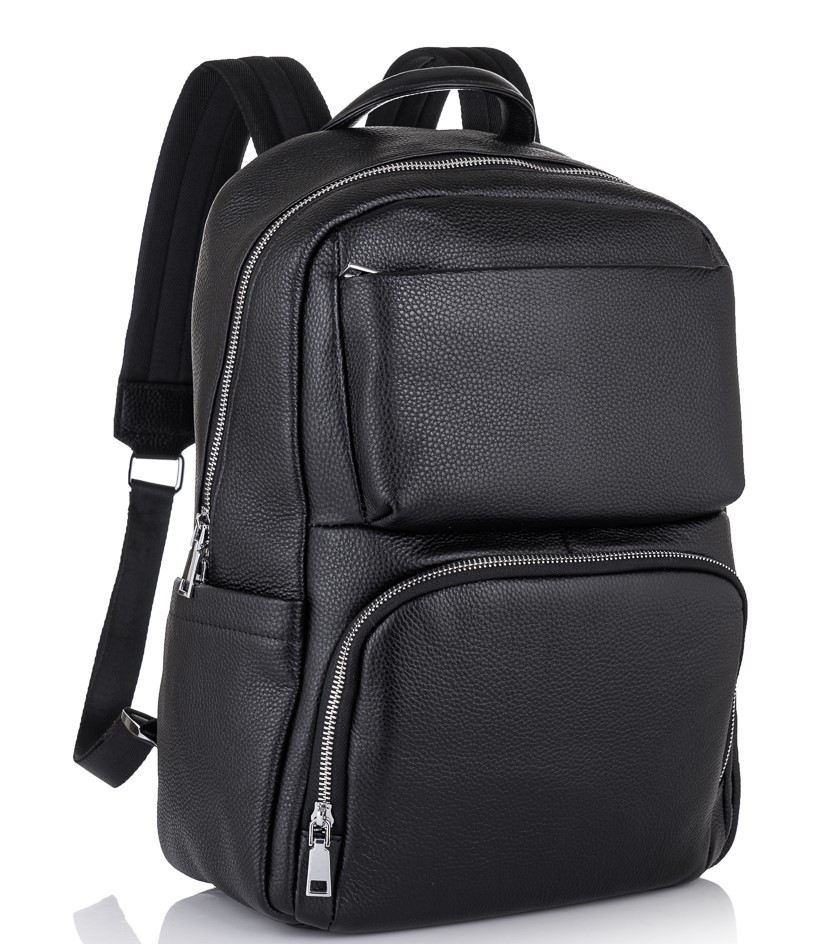 Чоловічий шкіряний рюкзак для ноутбука чорний Tiding Bag B3-154A