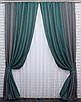 Комбіновані (2шт. 1,4х2,7м.) штори з тканини льон-блекаут. Колір бірюзовий з сірим. Код 014дк (511-288ш) 10-350, фото 2