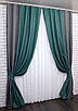 Комбіновані (2шт. 1,4х2,7м.) штори з тканини льон-блекаут. Колір бірюзовий з сірим. Код 014дк (511-288ш) 10-350, фото 3